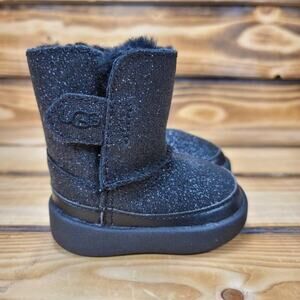 UGG Keelan Glitter Toddler Size 0/1 Black Sparkle Shearling Boot Comfort Warmth